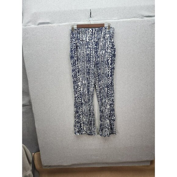 Three Dots Boho Style Navy & White Patterned Palazzos - Picture 1 of 5